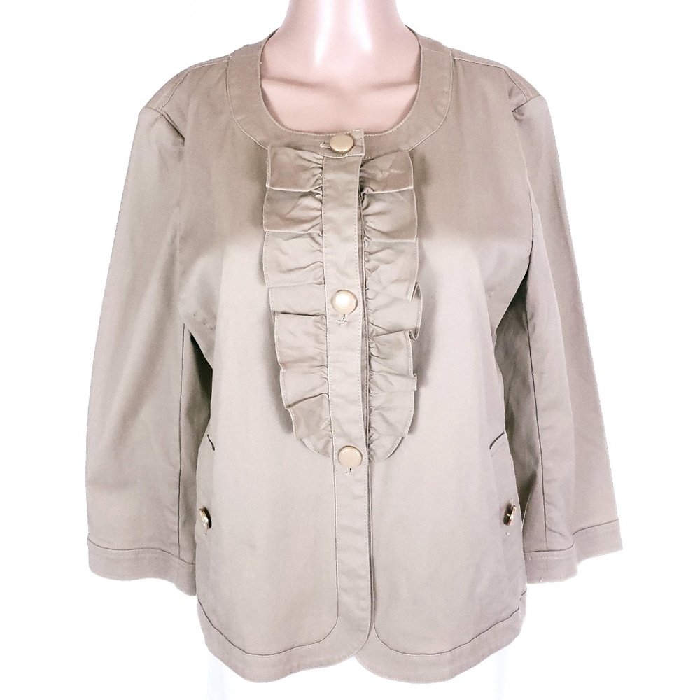 Talbots Women Button Front Top Pockets Cotton Size 10